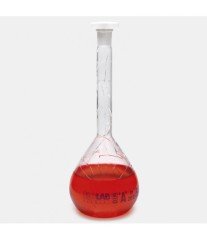 ISOLAB 014.01.005C balon joje - yüzey kaplı - standard - amber - A kalite - grup sertifikalı - beyaz skala - 5 ml - NS 10/19