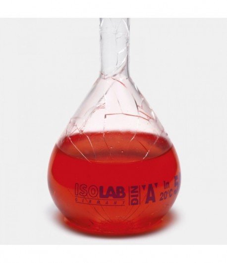 ISOLAB 014.01.005C balon joje - yüzey kaplı - standard - amber - A kalite - grup sertifikalı - beyaz skala - 5 ml - NS 10/19