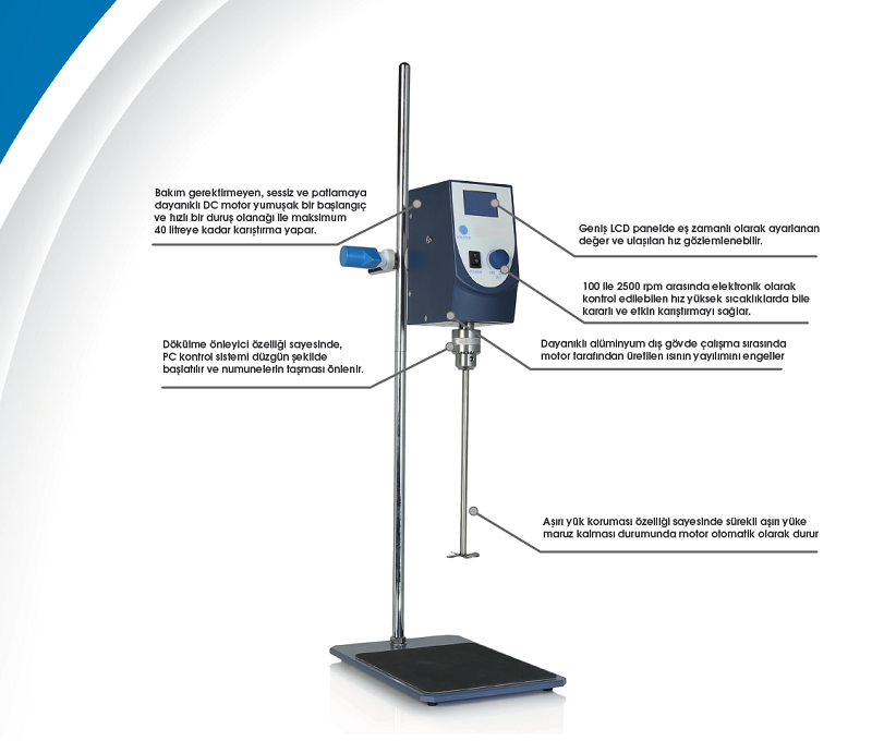 TM-II-6C mekanik karıştırıcı 20 litre 2500 rpm lcd ekran tepegöz laboratuvar karıştırıcı