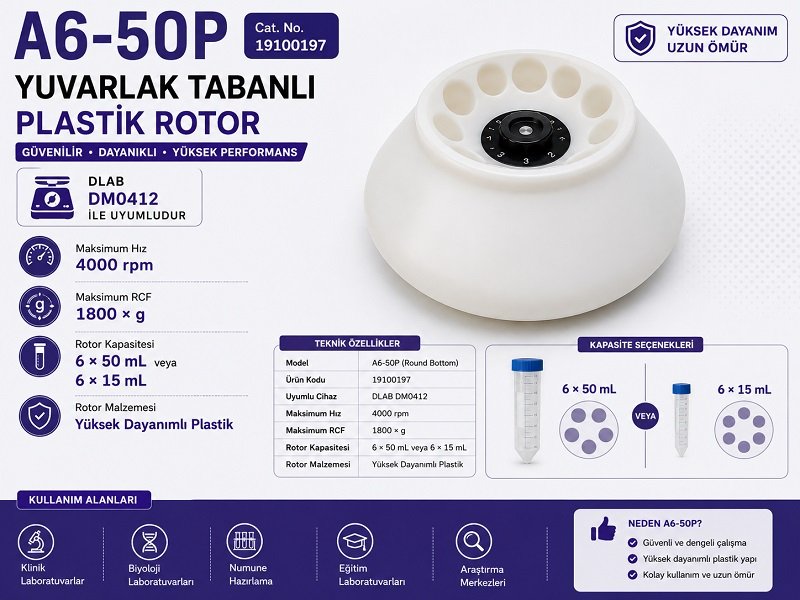 DLAB A6-50P Yuvarlak Tabanlı Plastik Rotor