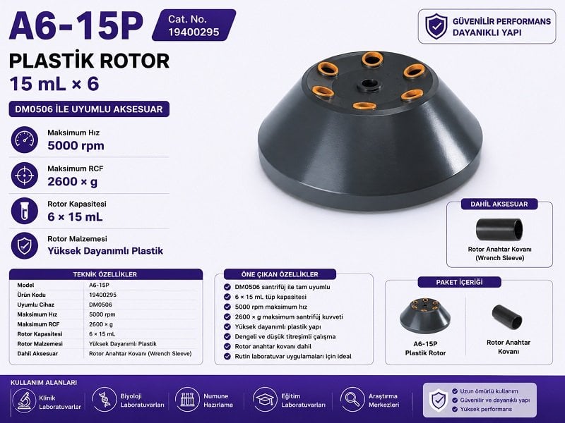 DLAB A6-15P Plastik Rotor 6x15 mL DM0506