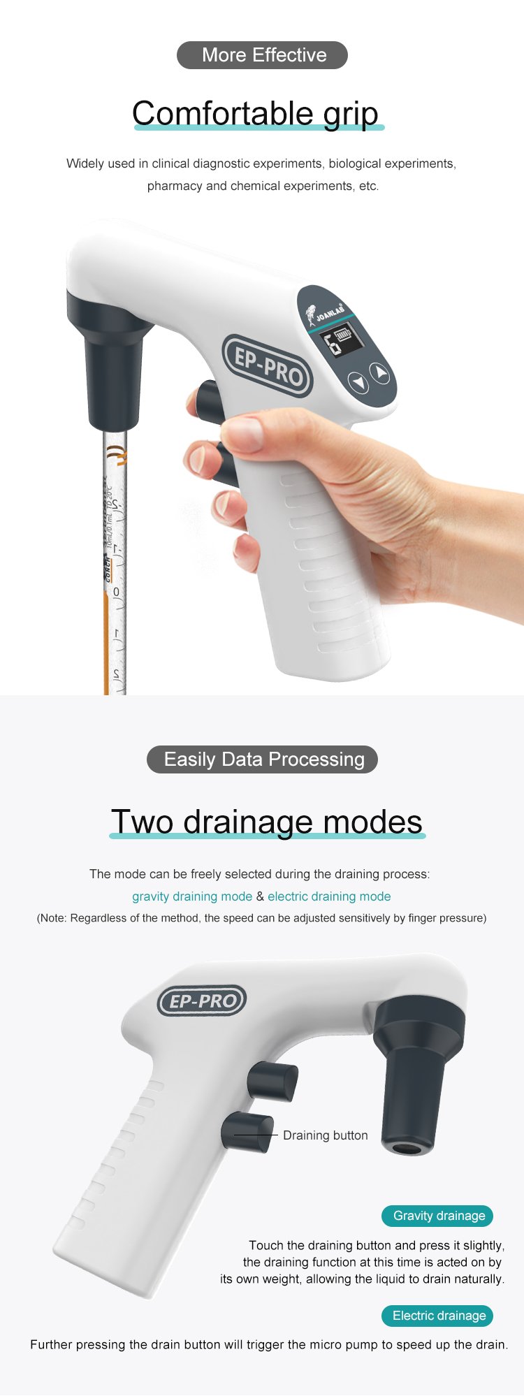 Joanlab EP-100Pro standlı elektronik pipet kontrol cihazı