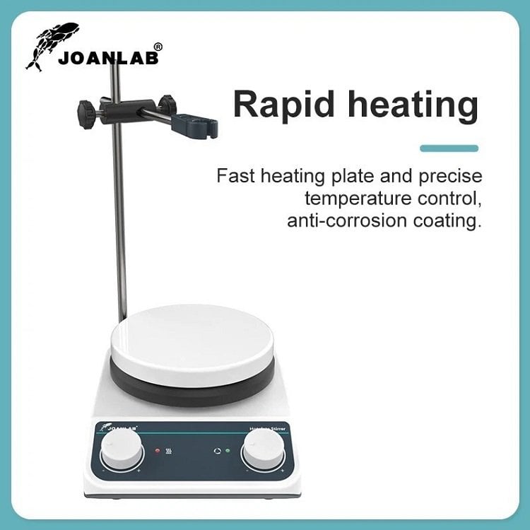 JOANLAB HS5 analog ısıtıcılı karıştırıcı set – destek çubuğu ve kelepçeli