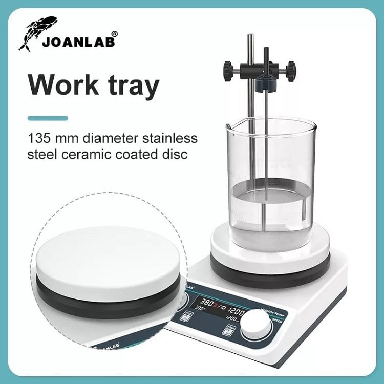 JOANLAB HS5C dijital ısıtıcılı manyetik karıştırıcı seti – PT1000 prob ve çubuklu