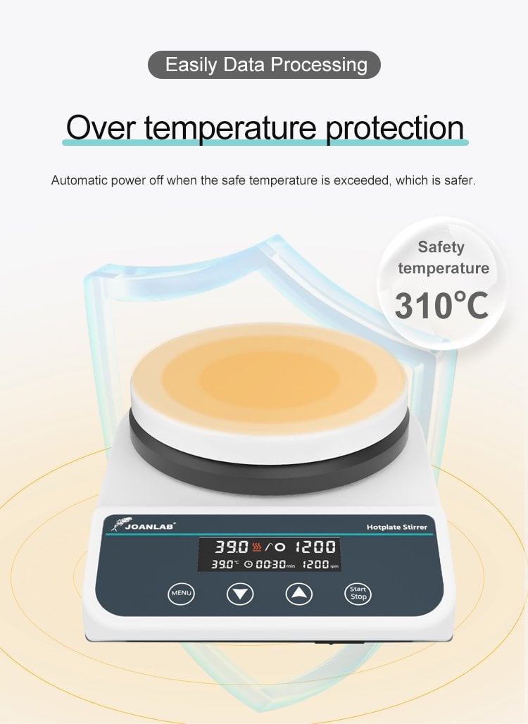 JoanLab HS5Pro dijital manyetik karıştırıcı seramik tabla ve sıcaklık probu