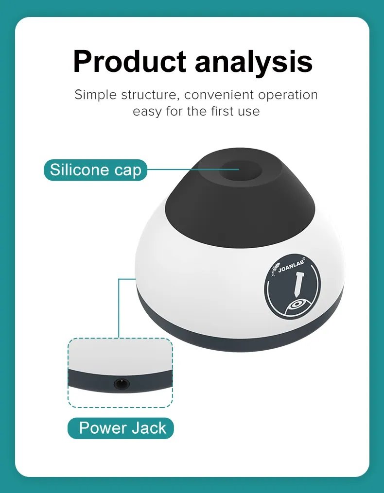 JoanLab VM-200 mini vorteks karıştırıcı, hafif basınçla çalışan kompakt laboratuvar cihazı.
