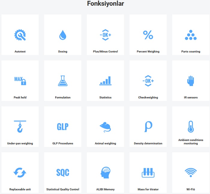 RADWAG AS X7 Analitik Terazi Fonksiyonlar