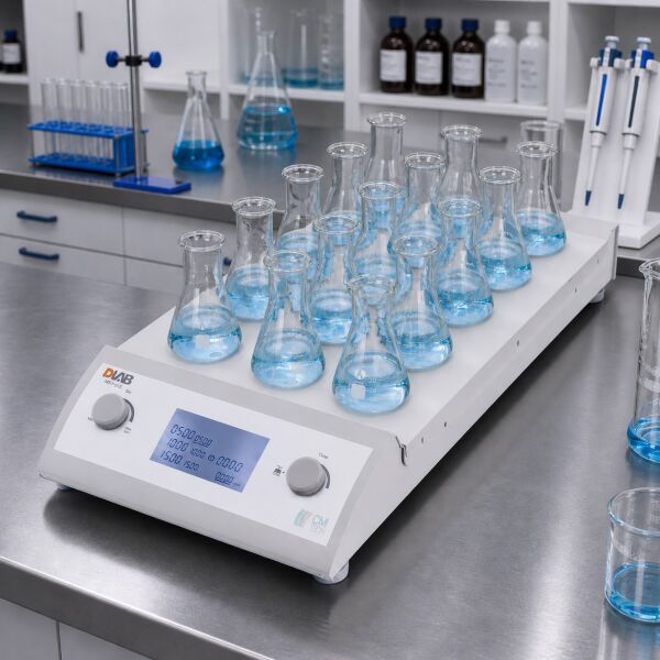 DLAB MS-T-S15 15 Bölmeli Dijital Manyetik Karıştırıcı 100 ~ 1500 rpm / 15 x 0,4 L