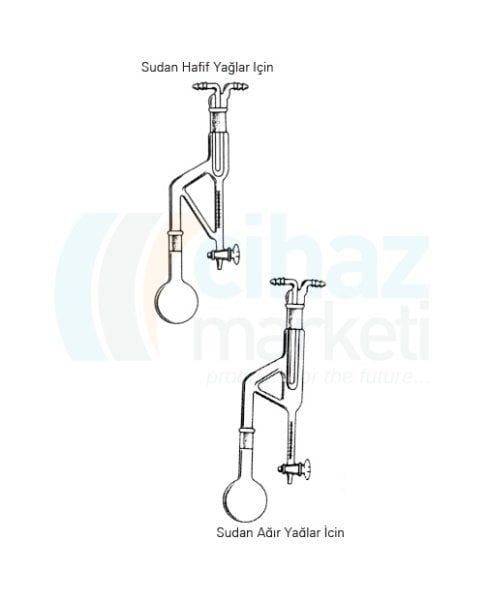 Çalışkan Cam Teknik LG028.03.2000 Yağ Tayin Düzeneği, Sudan Ağır 2000 ml Hacim, 5 ml Ölçü Tüpü Hacmi
