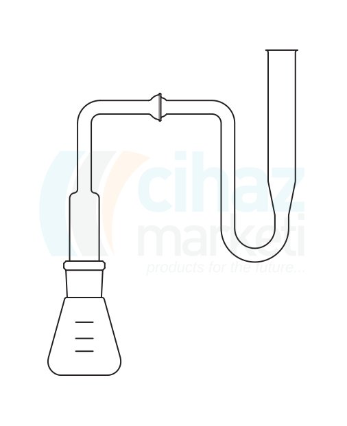 Çalışkan Cam Teknik LG028.06.0100 Arsenik Tayin Düzeneği Erlen 100 ml, NS: 29/32, Bağlantı parçaları KS: 19/9