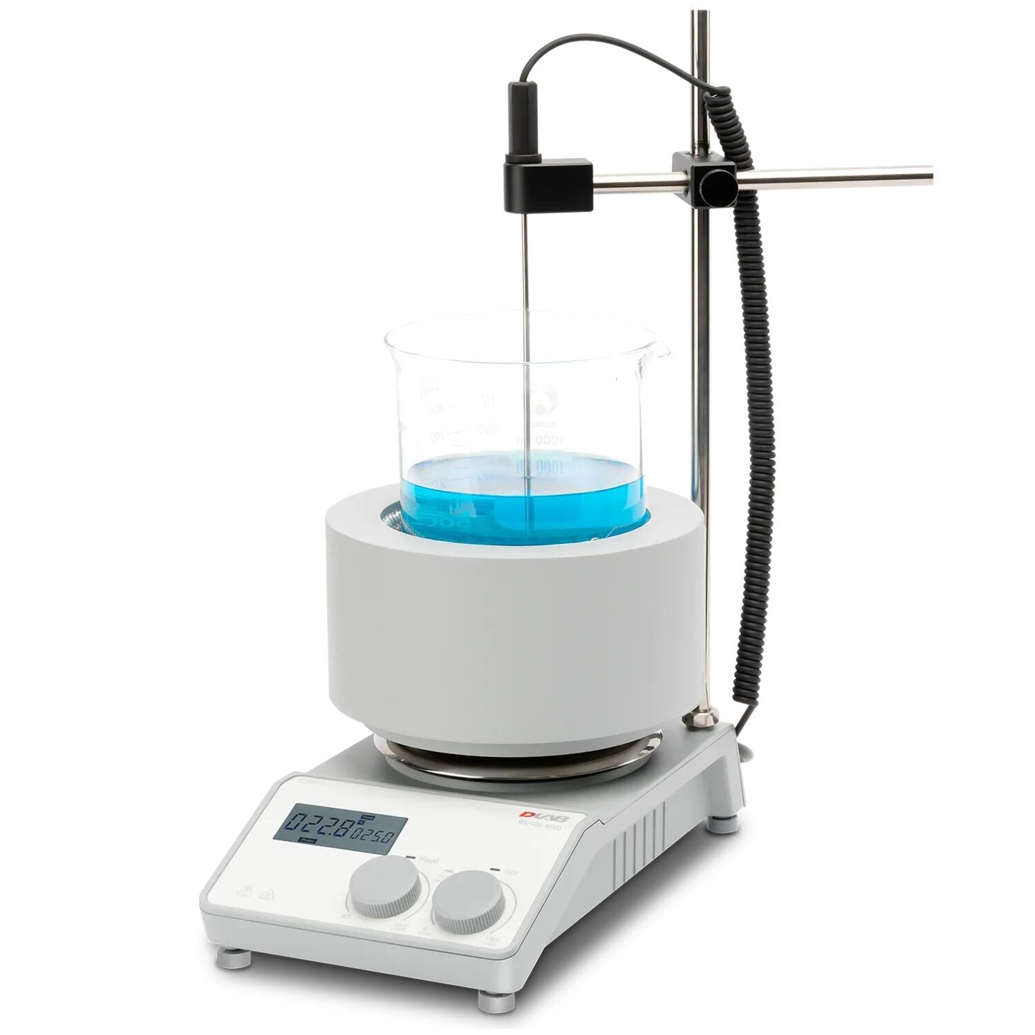 DLAB MS-H280-B1000 Mantolu Isıtıcılı Manyetik Karıştırıcı 200 ~ 1.500 rpm / 25 ~ 280 °C / 1000 mL Beher İçin