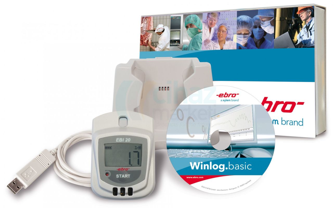 Ebro EBI 20 TH1 SET (Kaydedici+Program+Arayüz) Sıcaklık-Nem Kaydedici Data Logger