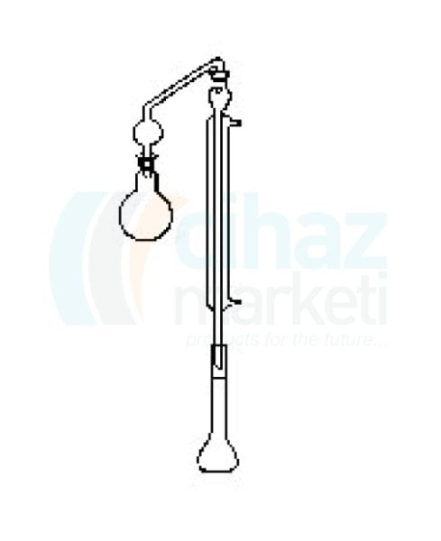 Çalışkan Cam Teknik LG028.10.0500 Polenski (Lefman) Düzeneği Balon 500 ml NS: 19/26, Köprü, Soğutucu düz 30 cm şilifsiz, Balon joje 100 / 110 ml