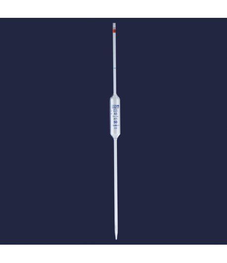 ISOLAB 021.05.020 pipet - cam - bullu - AS kalite - grup sertifikalı - mavi skala - 20 ml
