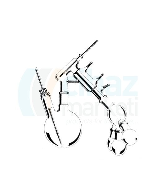 Çalışkan Cam Teknik LG028.17.0250 Distilasyon Başlığı, Set Balon 250 ml, iki boyunlu NS: 14.5/23, Balon 3x25 ml NS: 14.5/23