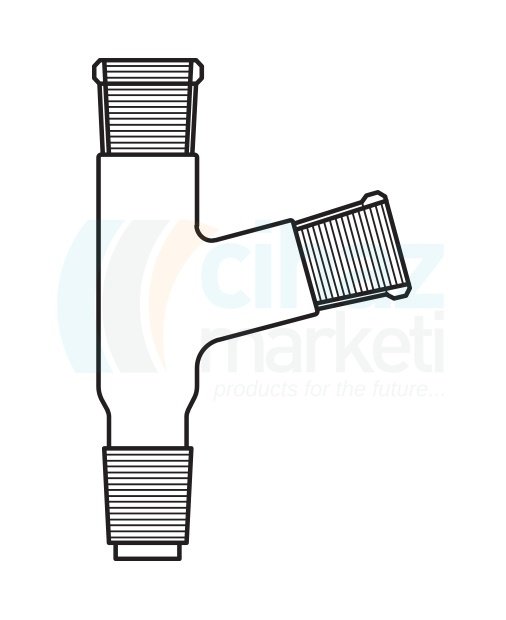 Çalışkan Cam Teknik LG012.01.1423 Distilasyon Adaptörü İki boyunlu açılı Dişi NS: 14,5/23 - Erkek NS: 14,5/23