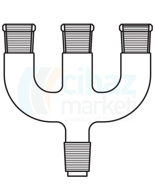 Çalışkan Cam Teknik LG012.03.2932 Distilasyon Adaptörü Üç boyunlu paralel Dişi NS: 29/32 - Erkek NS: 29/32