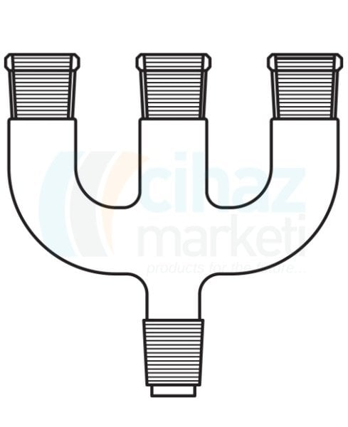 Çalışkan Cam Teknik LG012.03.2932 Distilasyon Adaptörü Üç boyunlu paralel Dişi NS: 29/32 - Erkek NS: 29/32