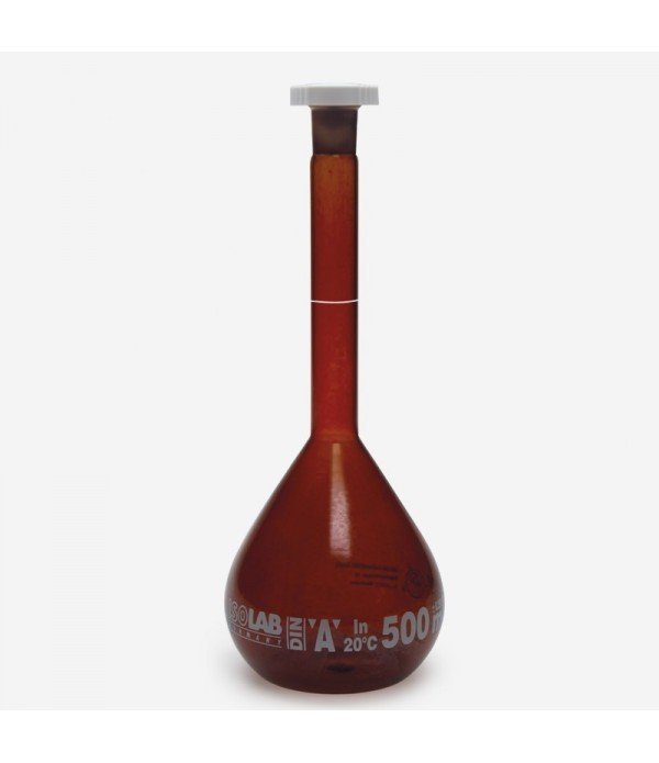 ISOLAB 014.01.010 balon joje - standard - amber - A kalite - grup sertifikalı - beyaz skala - 10 ml - NS 10/19