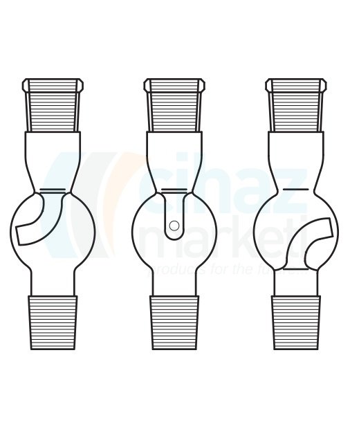 Çalışkan Cam Teknik LG012.10.1423 Distilasyon Adaptörü, Sıçratma tutuculu, Dik tip Dişi NS: 14,5/23 - Erkek NS: 14,5/23