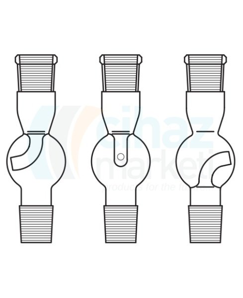 Çalışkan Cam Teknik LG012.10.1423 Distilasyon Adaptörü, Sıçratma tutuculu, Dik tip Dişi NS: 14,5/23 - Erkek NS: 14,5/23