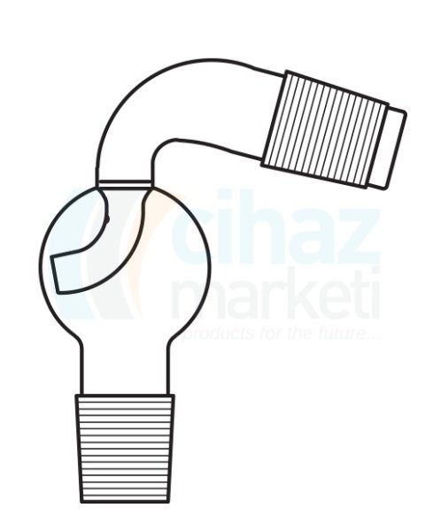 Çalışkan Cam Teknik LG012.11.2932 Distilasyon Adaptörü, Sıçratma tutuculu, 75° açılı Dişi NS: 29/32 - Erkek NS: 29/32