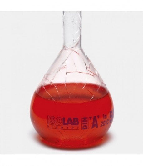 ISOLAB 013.01.101C balon joje - yüzey kaplı - standard - şeffaf - A kalite - grup sertifikalı - mavi skala - 100 ml - NS 14/23