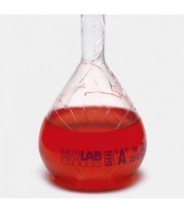 ISOLAB 014.01.005C balon joje - yüzey kaplı - standard - amber - A kalite - grup sertifikalı - beyaz skala - 5 ml - NS 10/19