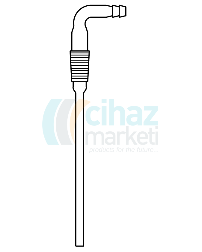 Çalışkan Cam Teknik LG012.17.2429  Gaz giriş borusu, 90º NS: 24/29