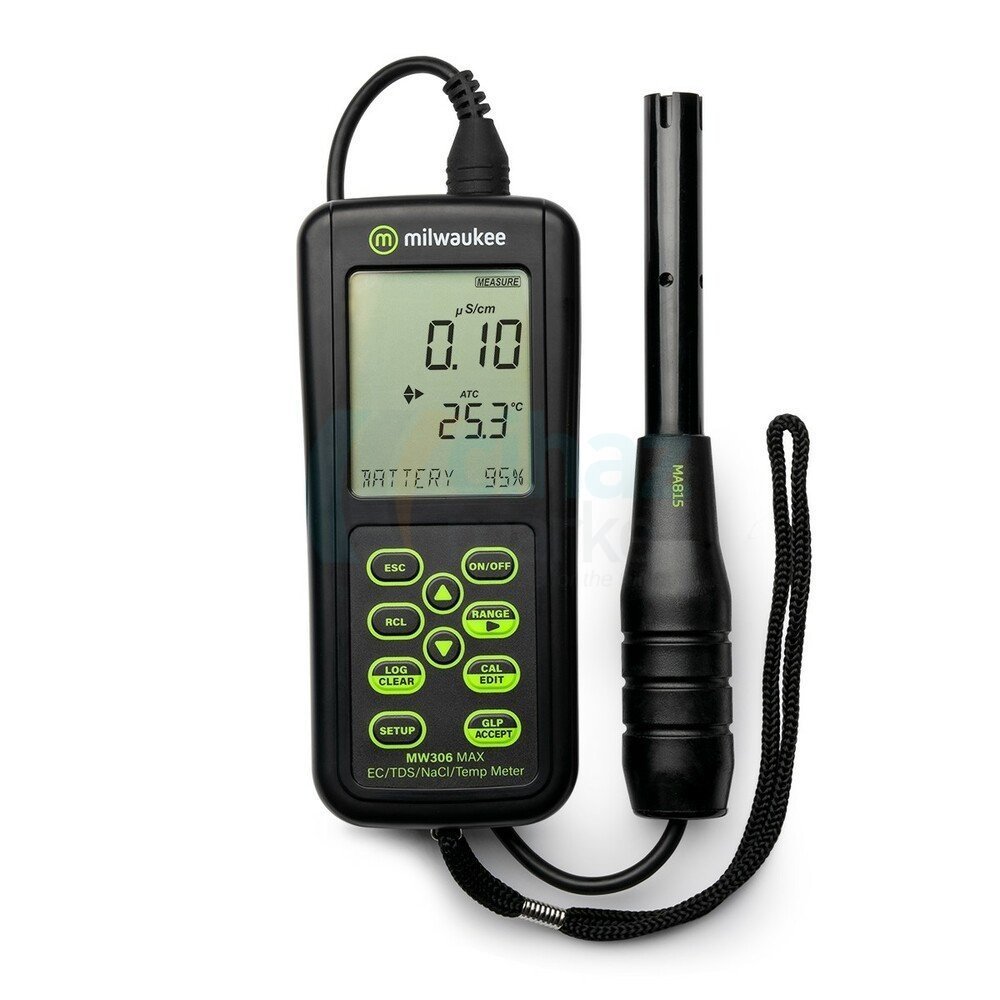 Milwaukee MW306 İletkenlik Ölçüm Cihazı - Su Geçirmez - EC/TDS/NaCl/Sıcaklık - Portatif EC Metre