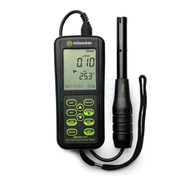 Milwaukee MW306 İletkenlik Ölçüm Cihazı - Su Geçirmez - EC/TDS/NaCl/Sıcaklık - Portatif EC Metre