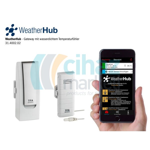 TFA 31.4002.02 Weatherhub Kablo Sensörlü Sıcaklık Ölçüm Seti (Akıllı Telefona Alarm Verebilir)