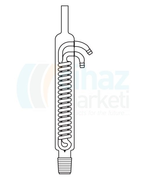 Çalışkan Cam Teknik LG013.07.3045 Dimroth soğutucu, tek şilifli NS:45/40, Ceket Boyu 300 mm