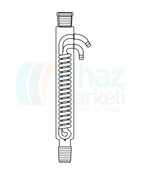 Çalışkan Cam Teknik LG013.08.2529 Dimroth soğutucu, çift şilifli NS:29/32, Ceket Boyu 250 mm