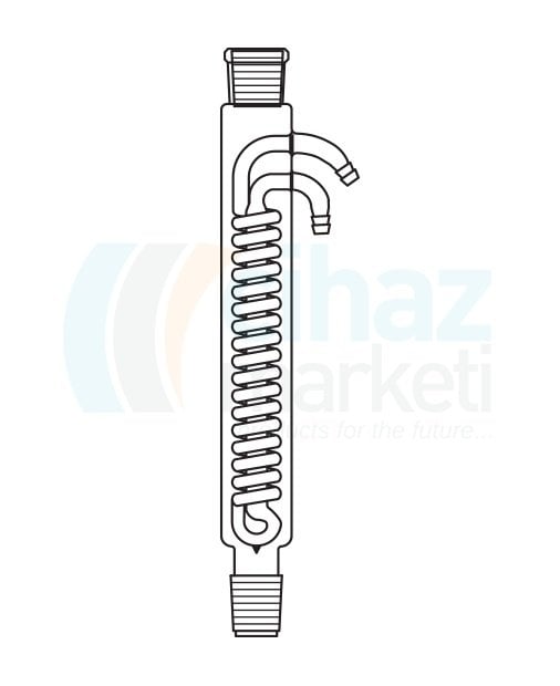 Çalışkan Cam Teknik LG013.08.4029 Dimroth soğutucu, çift şilifli NS:29/32, Ceket Boyu 400 mm