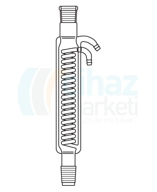 Çalışkan Cam Teknik LG013.10.2529 Çift ceketli (Intensif) soğutucu, çift şilifli NS: 29/32, Ceket Boyu 250 mm