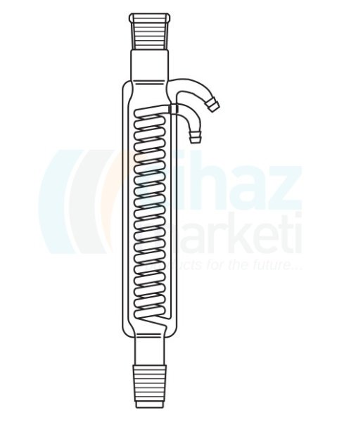 Çalışkan Cam Teknik LG013.10.3029 Çift ceketli (Intensif) soğutucu, çift şilifli NS: 29/32, Ceket Boyu 300 mm
