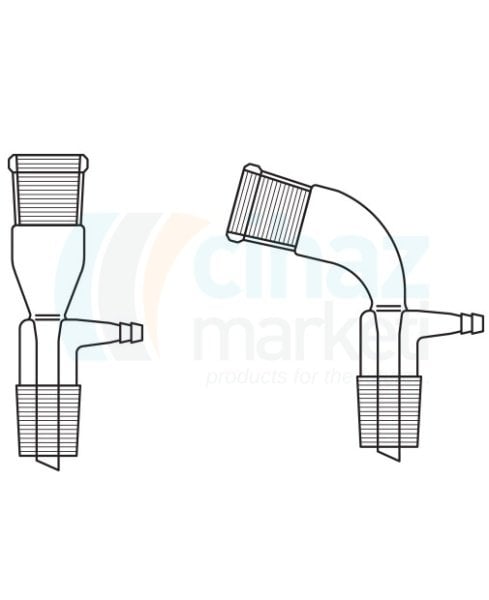 Çalışkan Cam Teknik LG014.04.1423 Vakum adaptörü, 105 derece açılı NS: 14,5/23