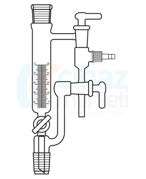 Çalışkan Cam Teknik LG015.01.1423 Distilasyon toplama başlığı, dik 25 Litre Hacim, NS: 14,5/23