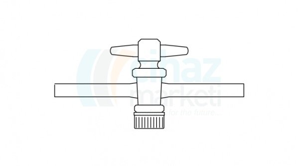 Çalışkan Cam Teknik LG002.02.0145 Tek Yollu PTFE Musluk, Vidalı ve Contalı NS : 14,5, 2.5 mm Delik Çapı