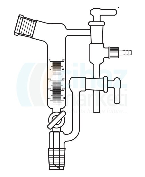 Çalışkan Cam Teknik LG015.02.1423 Distilasyon toplama başlığı, 105° 25 Litre Hacim, NS: 14,5/23