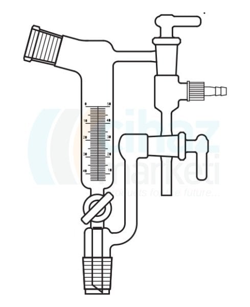 Çalışkan Cam Teknik LG015.02.1423 Distilasyon toplama başlığı, 105° 25 Litre Hacim, NS: 14,5/23