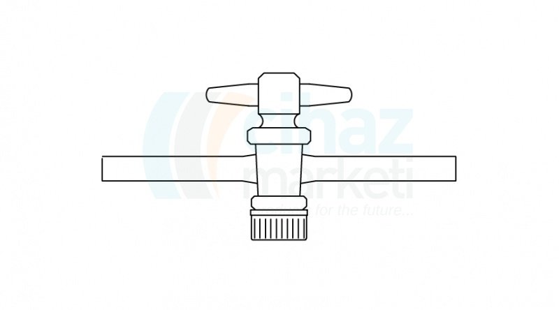 Çalışkan Cam Teknik LG002.02.0292 Tek Yollu PTFE Musluk, Vidalı ve Contalı NS : 29,2, 10 mm Delik Çapı