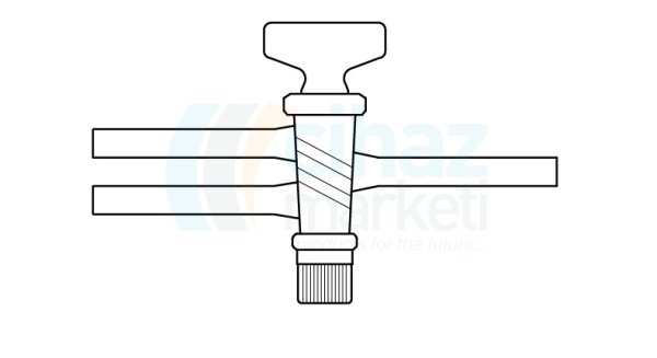 Çalışkan Cam Teknik LG002.03.0188 İki Yollu Cam Musluk ,Vidalı ve Contalı NS : 18,8, 4 mm Delik Çapı