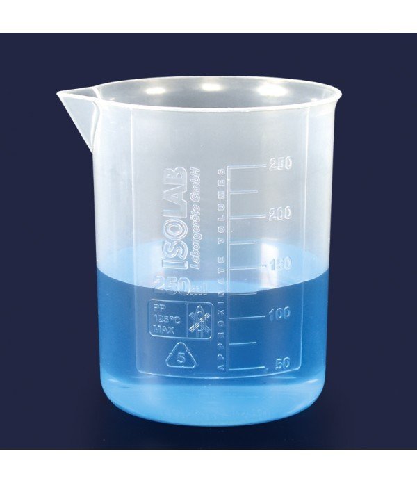 ISOLAB 026.01.902 beher - P.P - kısa form - kabartma skala - 2000 ml
