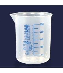 ISOLAB 026.03.250 beher - P.P - kısa form - mavi skala - 250 ml
