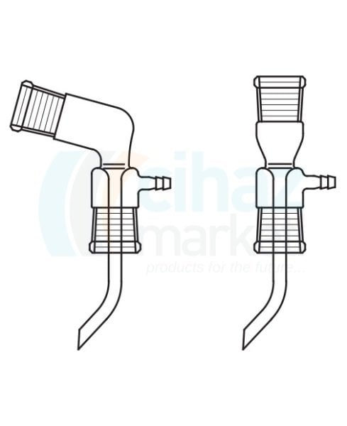 Çalışkan Cam Teknik LG016.04.2929  Distilasyon fraksiyonları toplama başlığı, Yedek parçaları (Vakum Adaptörleri), 105º Üst Dişi NS: 29/32 - Alt Dişi NS: 29/32
