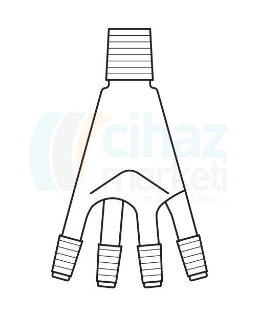 Çalışkan Cam Teknik LG016.05.0050 Distilasyon fraksiyonları toplama başlığı, Yedek parçaları (Distilasyon Dağıtıcı(Distiribütör) Üst Erkek NS: 19/26- Alt Erkek NS: 4 x 14.5/23, 50 ml Balon Hacmi