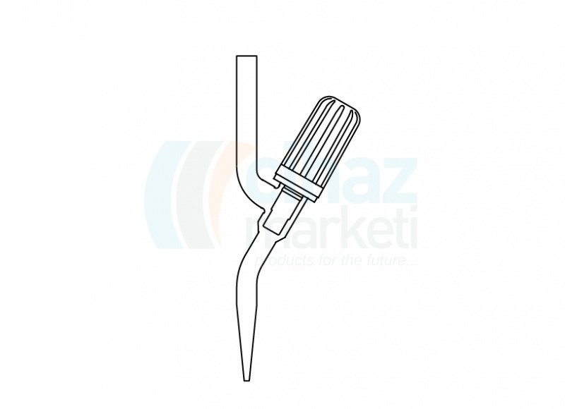 Çalışkan Cam Teknik LG002.10.0003 Büret uç musluğu, PTFE, vidalı tip, iğne uçlu 0,3 mm Delik Çapı