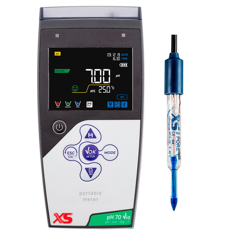 XS Instruments pH 70 Vio Taşınabilir pH Metre + Gıda Uygulamaları İçin XS 2 Pore T Penetrasyon Elektrotu